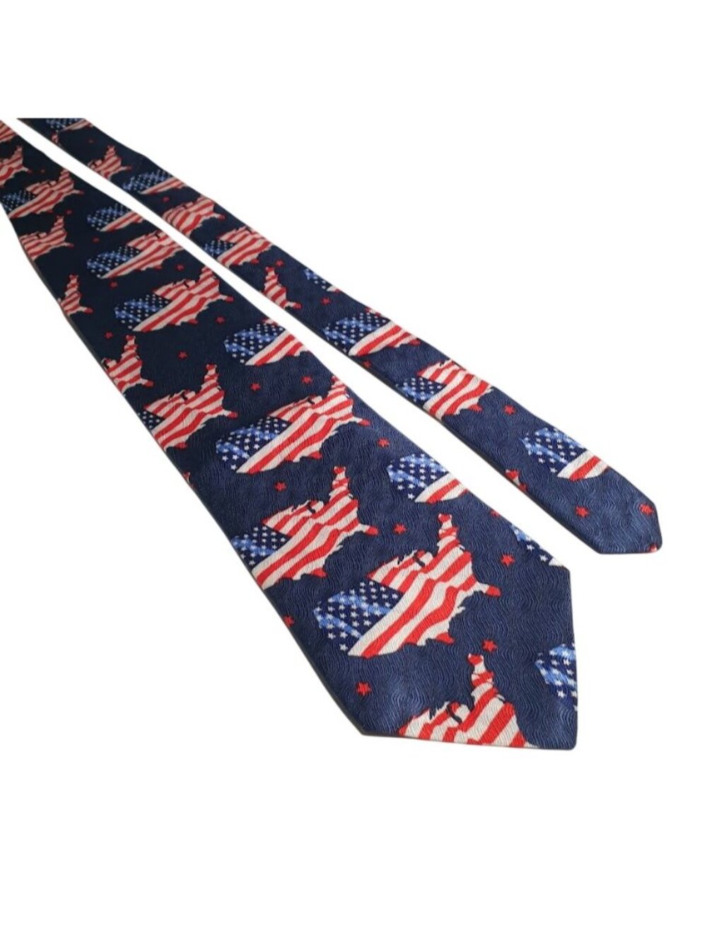 Ralph Marlin RM Style Patriotic USA American Flag Map Novelty Tie Navy Holiday